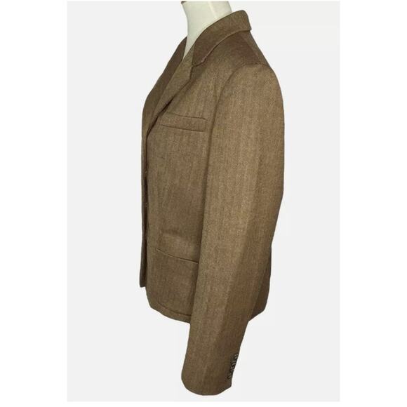CHAPS Ralph Lauren Tweed Blazer Brown Wool Herringbone Jacket Academia Size 16 - Picture 16 of 16